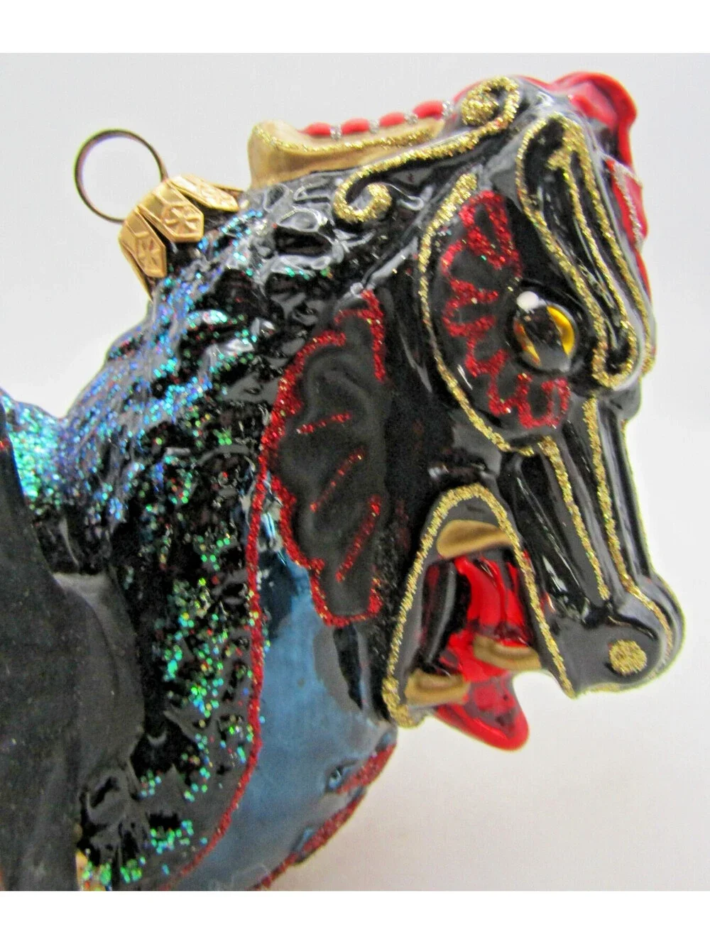 Thomas Glenn Molded Glass Holiday Colorful Flying Dragon Ornament